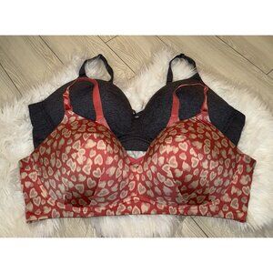 2 Torrid Curve 360 Back Smoothing Wire Free Push Up Plunge Bras Womens 48D